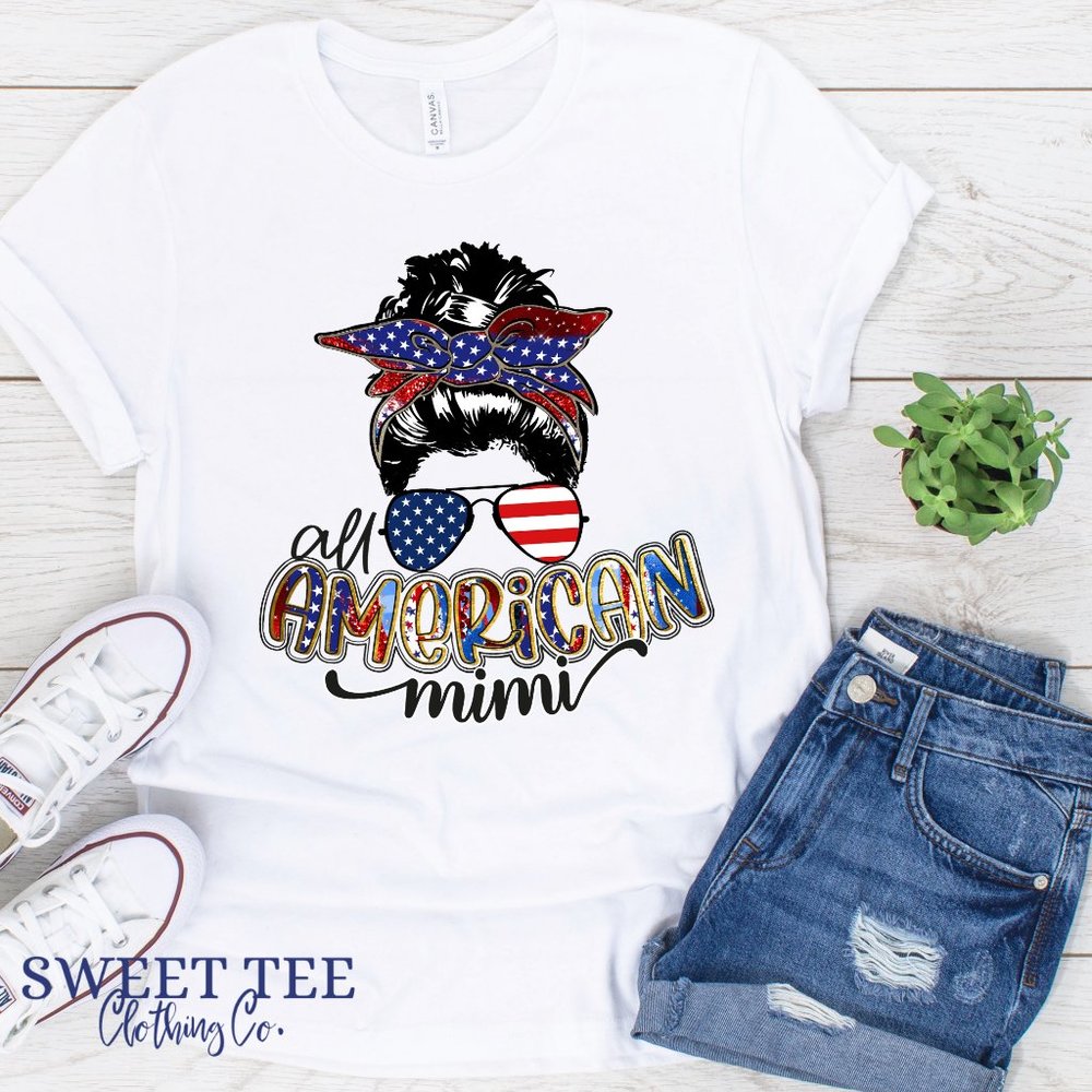 All American Messy Bun #mimi Women's Graphic Tee